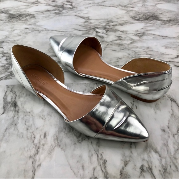 J. Crew Shoes - J. Crew Metallic Silver D’Orsay Flats Slip On 9